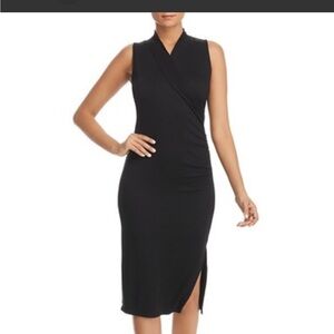 Tahiti Elie Sleeveless Blue Wrap-Front Midi Dress Sz Med Rayon